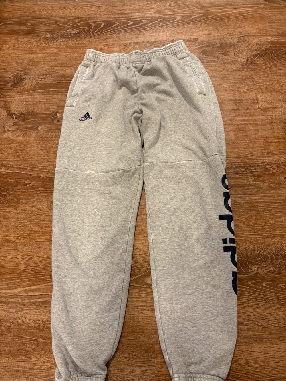 adidas Light Gray Joggers with Navy Branding
